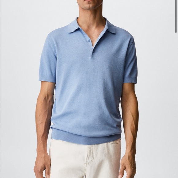 Mango Knitted Cotton Polo Shirt XXL - Picture 1 of 6